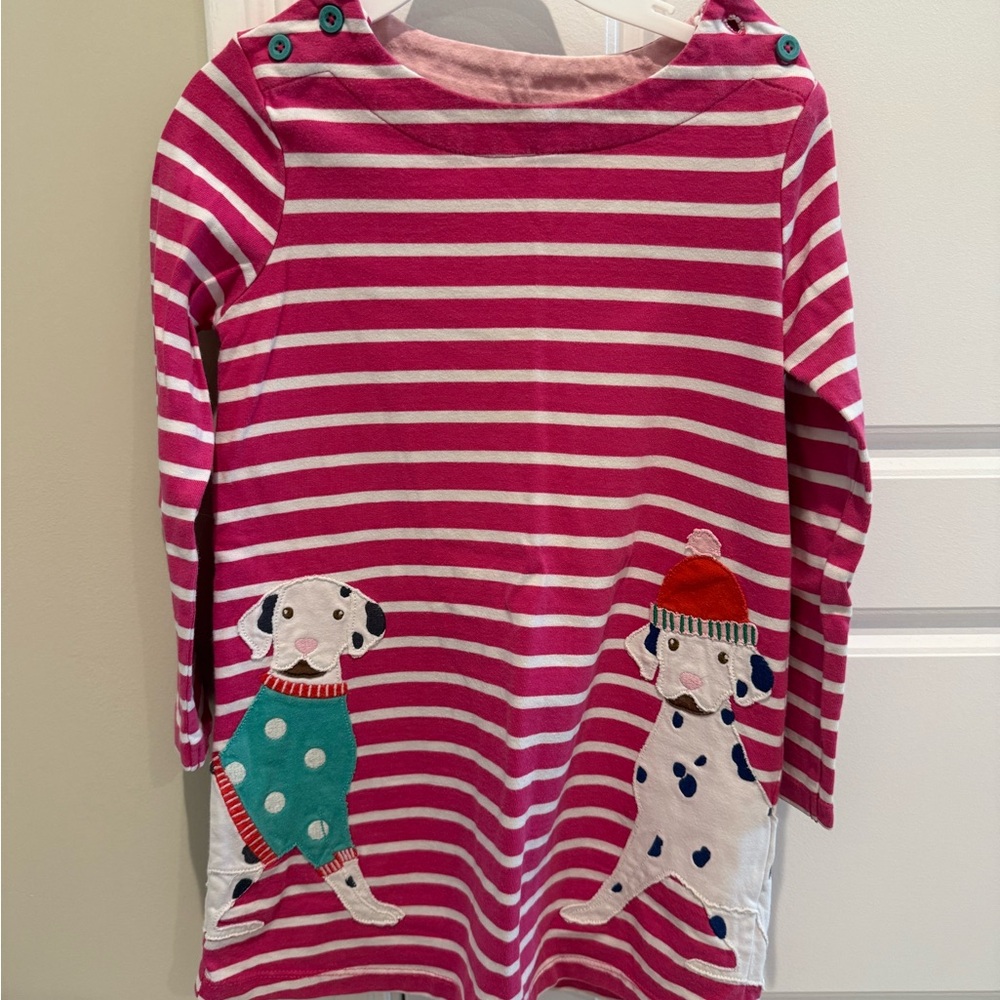 Mini Boden Pink and White Dalmatian Tunic or Dress